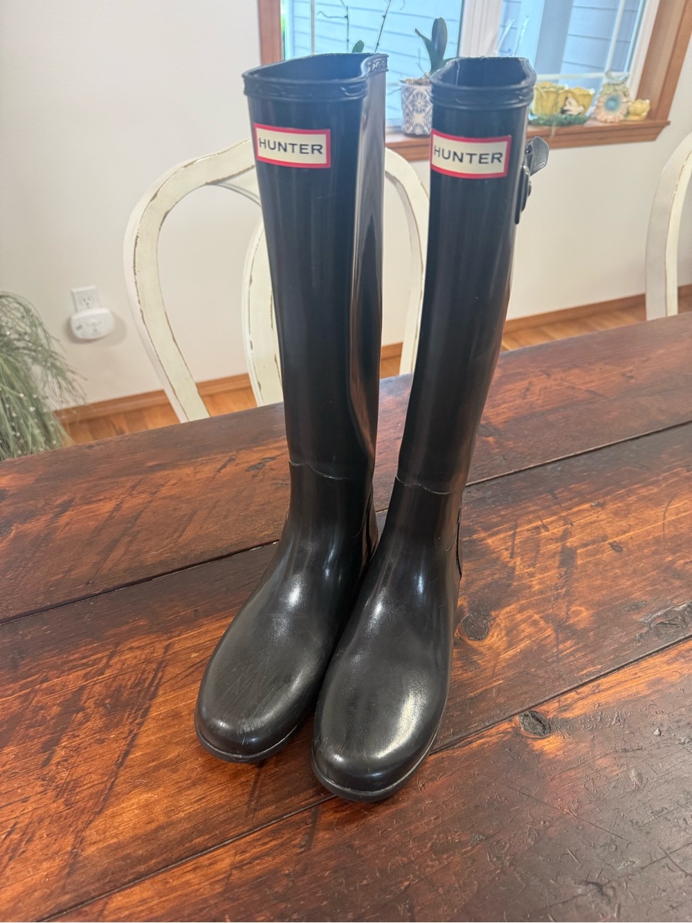 Hunter Glossy Black Knee-High Rain Boots